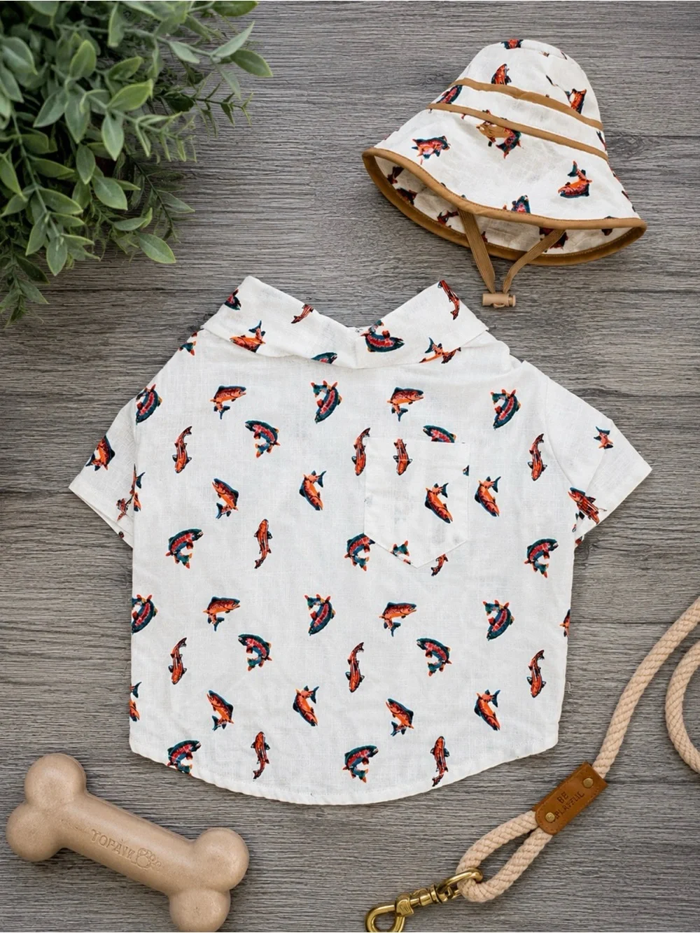 Dog Shirt & Matching Bucket Hat Set | NEW | Size: Medium | Boutique Dog Outfit